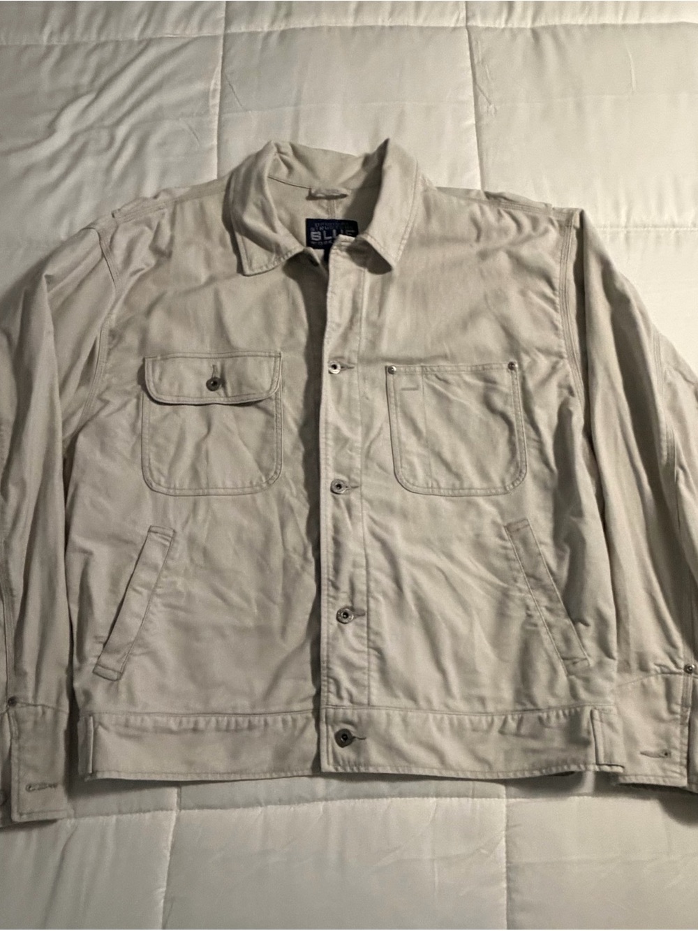 Structure Blue Workwear Men's Utility Jacket in Light Beige